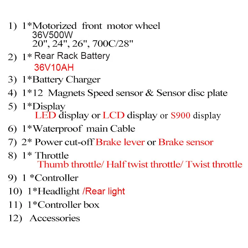 Excellent 36V 500W Electric Bike Kit for 20" 24" 26" 700C Wheel Motor Frog Battery LED LCD MTB ebike e bike Electric Bike Conversion Kit 1