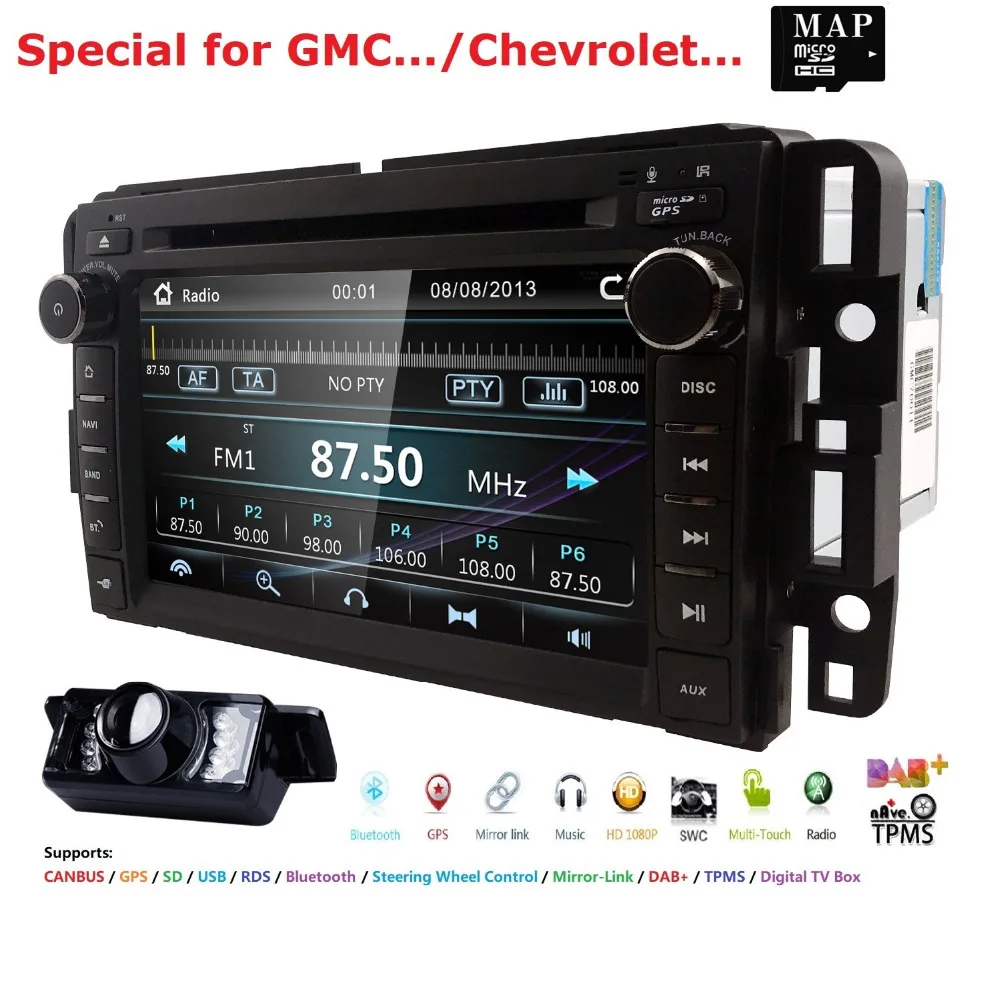 

Car DVD GPS Stereo Radio Nav For GMC Yukon Sierra Chevrolet Chevy Tahoe Suburban CANBUS SD,USB,RDS,BLUETOOTH MirrorLink MAP+Cam
