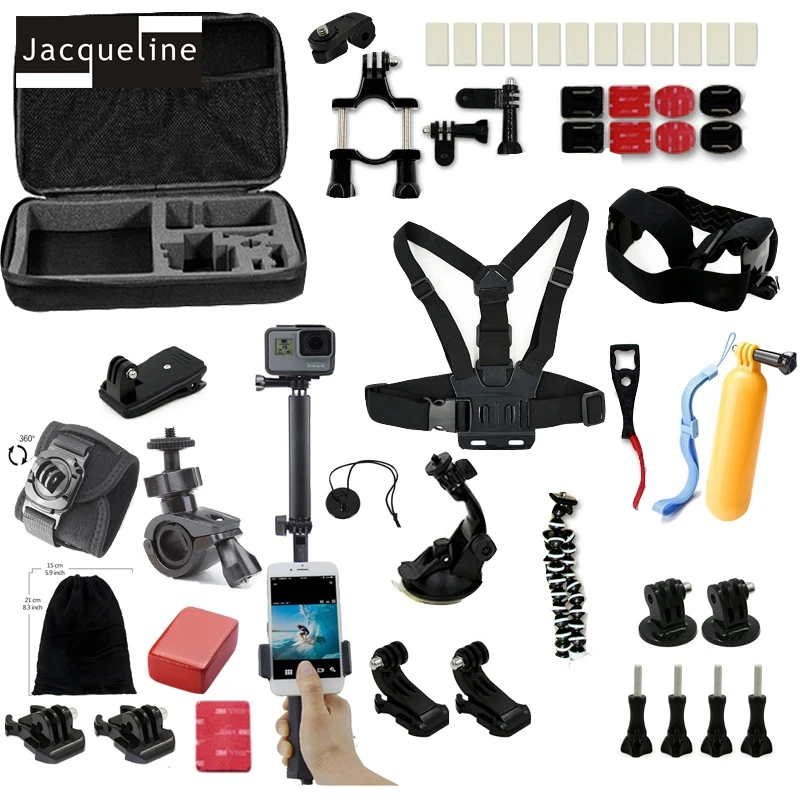 Набор аксессуаров Jacqueline для селфи трехсторонний монопод Gopro hero 6 5 4 3 + 2 SJCAM Xiaomi yi EKEN