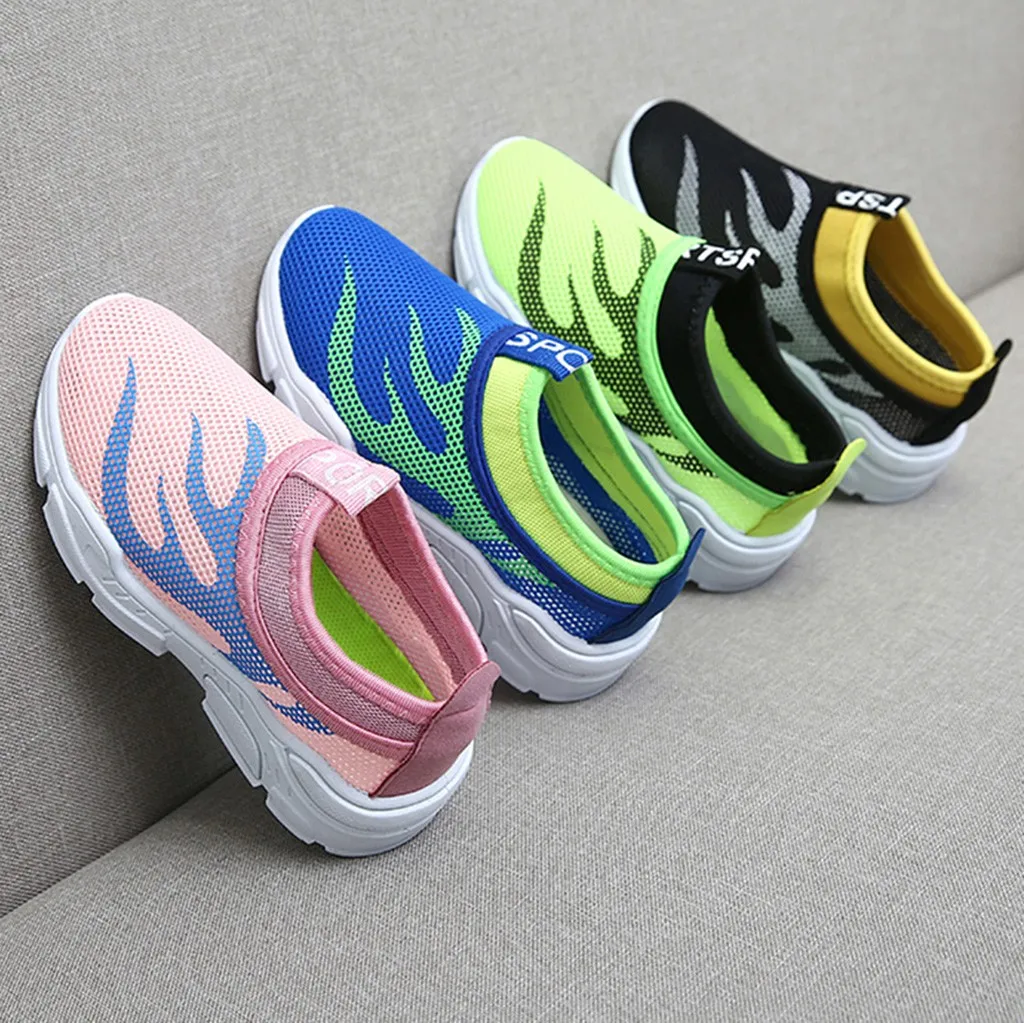 

Infant Kids Baby Boys Girls Mesh Fire Print Sport Run Sneakers Casual Shoes cocuk ayakkabi children shoes chaussure enfant 2019