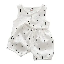 Модные детские летние милые топы без рукавов с принтом «Звездное дерево» и шорты для мальчиков и девочек костюмы из 2 предметов, комплекты одежды