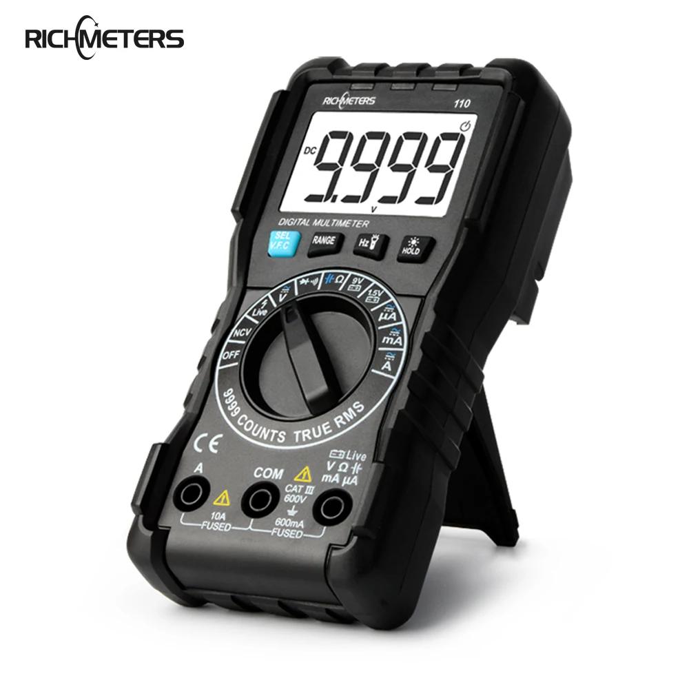 RICHMETERS 110 цифровой мультиметр TRUE RMS 9999 отсчетов NCV подсветка AC DC Напряжение Ток