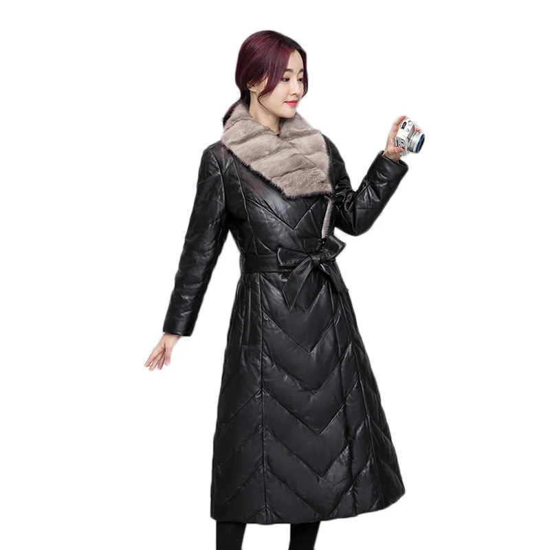 

M-5XL 2018 Winter new down jacket women PU leather jacket coat female thicken warm cotton-padded coats women long cotton jacket