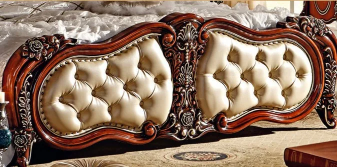 Антикварная мебель для спальни, деревянная двуспальная кровать
