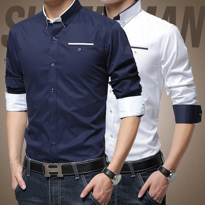 2015-Autumn-Spring-Popular-Trending-men-s-shirt-5-solid-colors-men-s ...