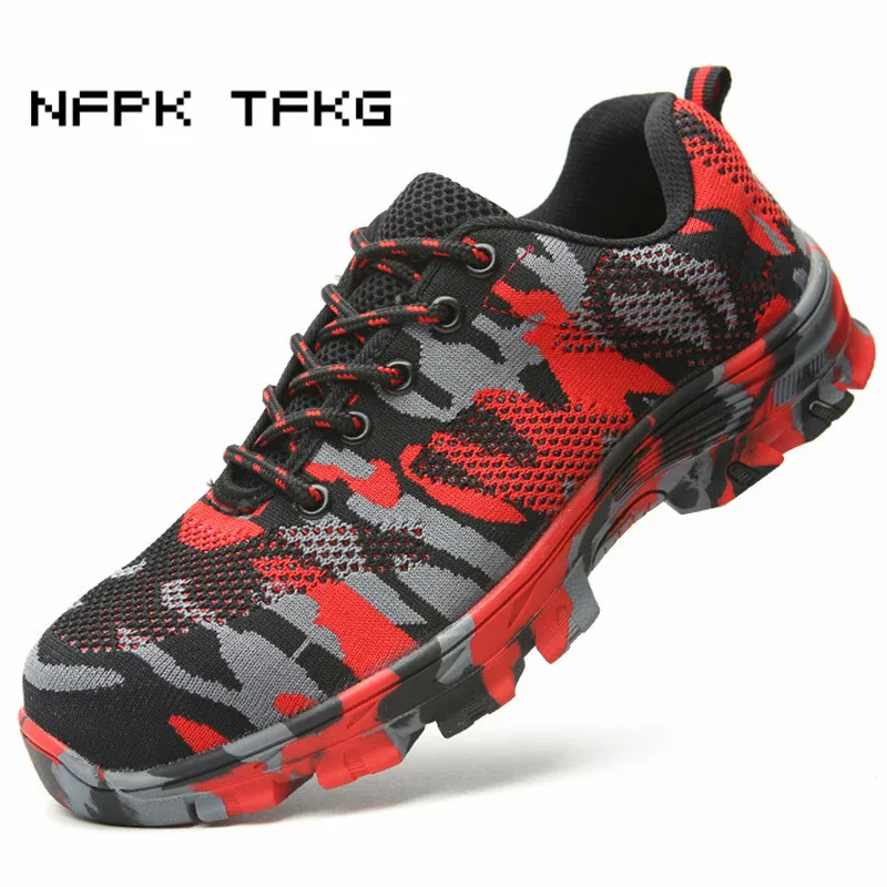

mens fashion breathable mesh steel toe cap working safety shoes big size non-slip worker shoe tooling security boots protective