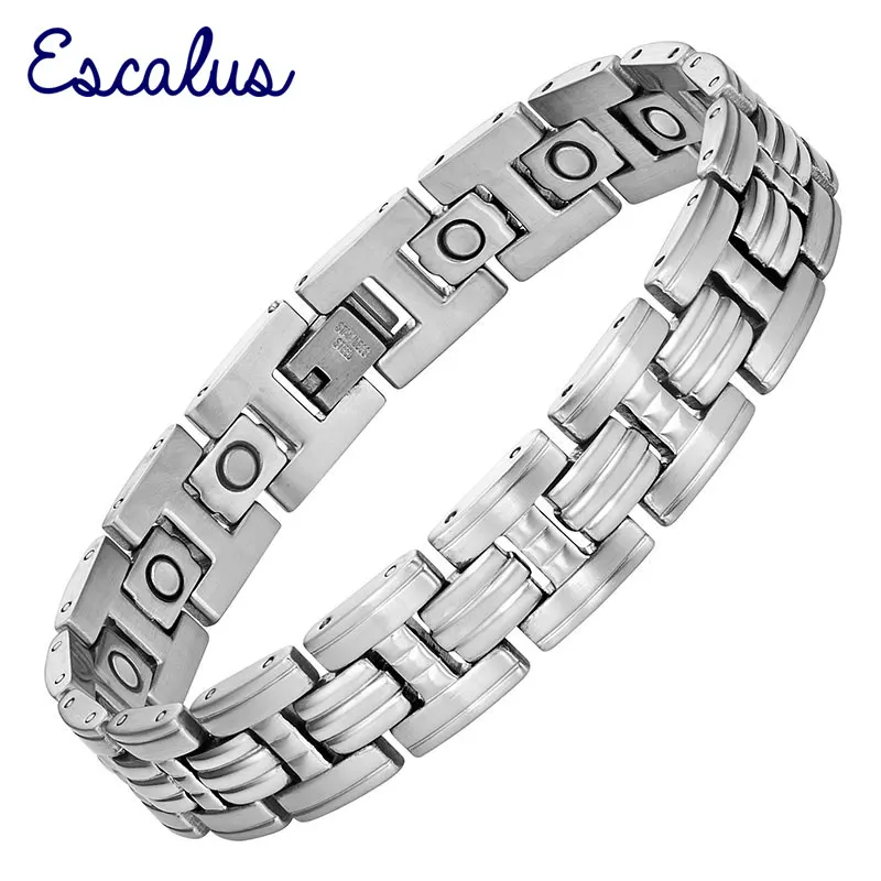 

Escalus Trendy Silver Healing Men Magnetic Stainless Steel Bracelet Bio Energy Magnets Bangle Jewelry Wristband Charm