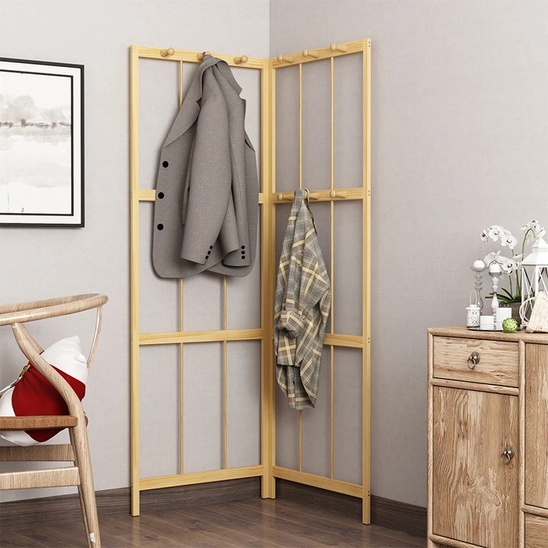 Louis Fashion Corner Coat Rack Floor Type Hanger Solid Wood