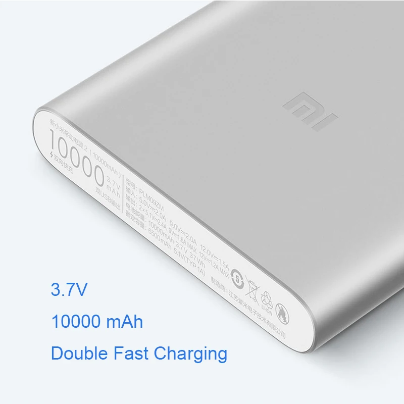 Xiaomi Быстрая зарядка 10000 мАч power Bank 2i супер-тонкая батарея банк двойной USB выход 18 Вт быстрая зарядка банк питания для смартфона