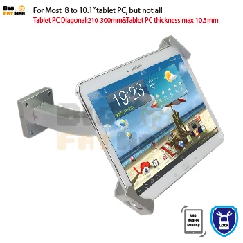 Universal da Tabuleta da Montagem da Parede para o Suporte Anti-roubo da Tabuleta da Indicação da Segurança para 7-10 Suporte Polegadas Ipad Samsung Asus Acer Huawe - Imagem 3