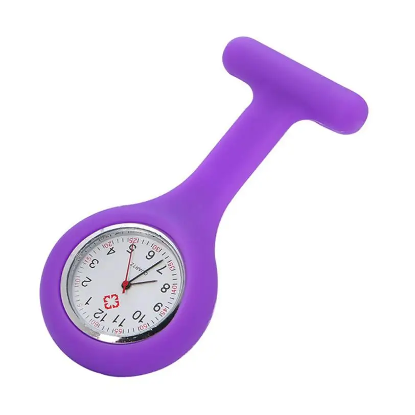 purple Топ продаж карманные часы силиконовые медсестры часы Брошь Туника Брелок часы с бесплатной батареей доктор медицинский verpleegkundige horloge 03 - Цвет: purple