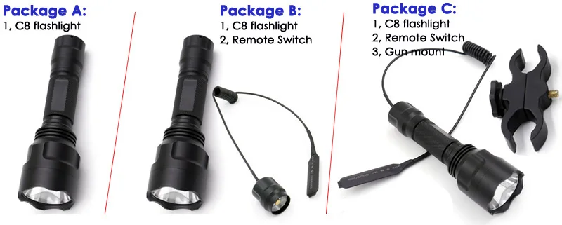 Details about   C8 Green/Red Light LED Flashlight Weapon Torch Switch For Shotgun/Rifle Hunting 