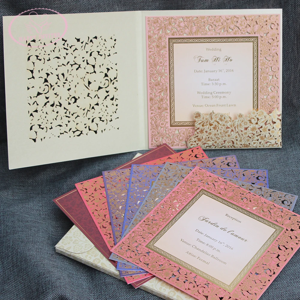 HI3025 - 05 Custom Luxury Wedding Invitation Cards in Laser Cut Design Made in China