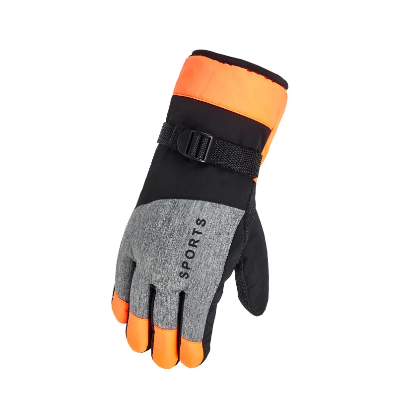 30 градусов водонепроницаемые лыжные перчатки ветрозащитный снегоход сноуборд перчатки снег спорт на открытом воздухе ручная одежда флис термальные лыжные перчатки - Цвет: orange ski gloves