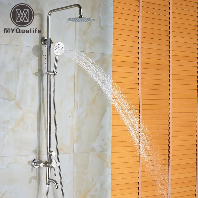 

Luxury 3-functions Bathroom Tub Shower Faucet Set Wall Mounted 8/10/12" Rainfall Shower Head with Handheld Shower