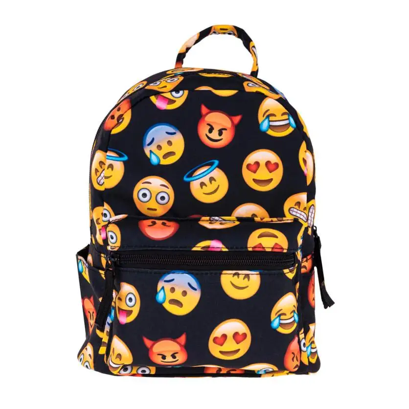 Smiley face Black printing backpack Children's print mini shoulder