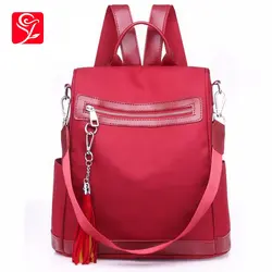 Рюкзак женский нейлоновый материал черный/красный цвет школьная сумка для подростков женские дорожные сумки Mochilas Рюкзак с кисточкой