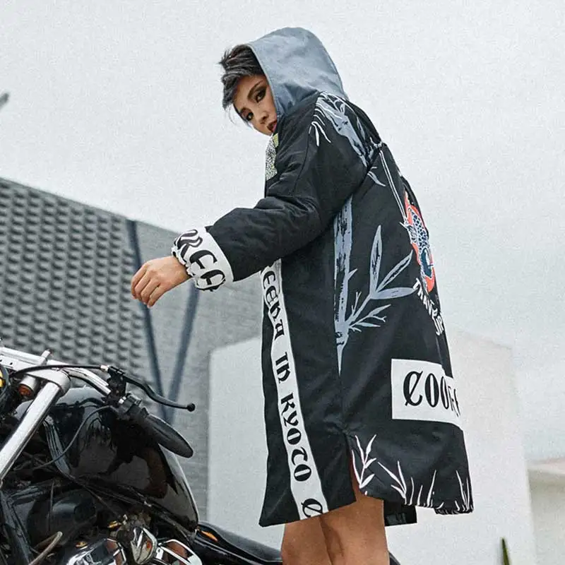 Hiver Style Parka Ouatée Impression Y626 Harajuku Pardessus Épais Chaud Hop Street Black Femmes Animé Coton Hip Dessin À Femelle Manteau Veste De Capuchon XwYU7Xrq