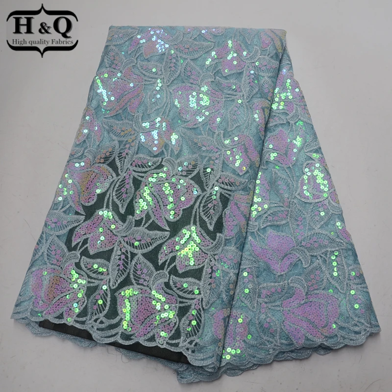 

5 Yards/pcs African Lace Fabric Nigeria Sequins Lace with Organza Embroidery Lace Fabric high quality For Nigerian party,Dress