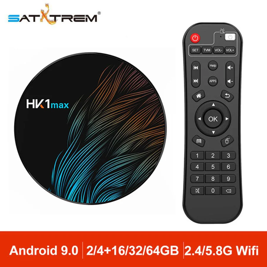 

SATXTREM HK1 Max Android 9.0 Smart TV Box Media Player Google 2.4G/5G WiFi BT 4.0 RK3328 Quad Core 4K 1080P Full HD Set TV Box