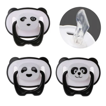 

Cute Panda Nipple Dummy Pacifier Baby Food Grade PP Silicone Soother Toddler Orthodontic Nipples With Ring Teether Baby Pacifier
