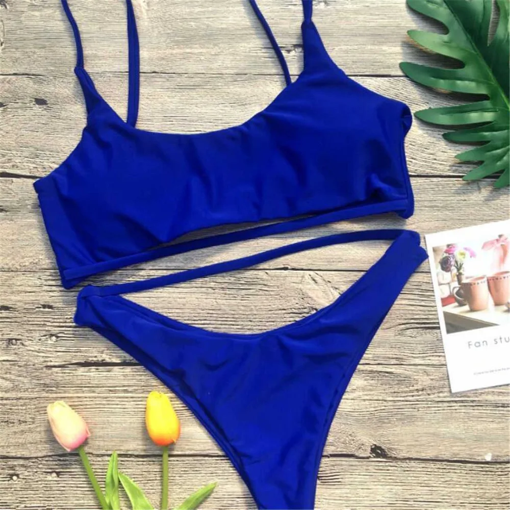 4 color Bather Sexy high cut leg Sport bikini set 2018 swimsuit female