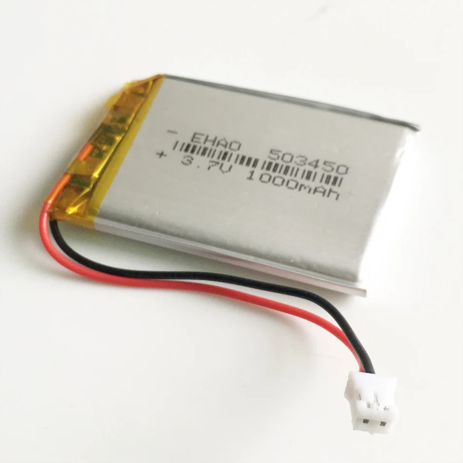 3,7 V 1000mAh 503450 литий-полимерная LiPo аккумуляторная батарея JST PH2.0 2pin для Mp3 DVD PAD Смарт-часы камера рекордер динамик