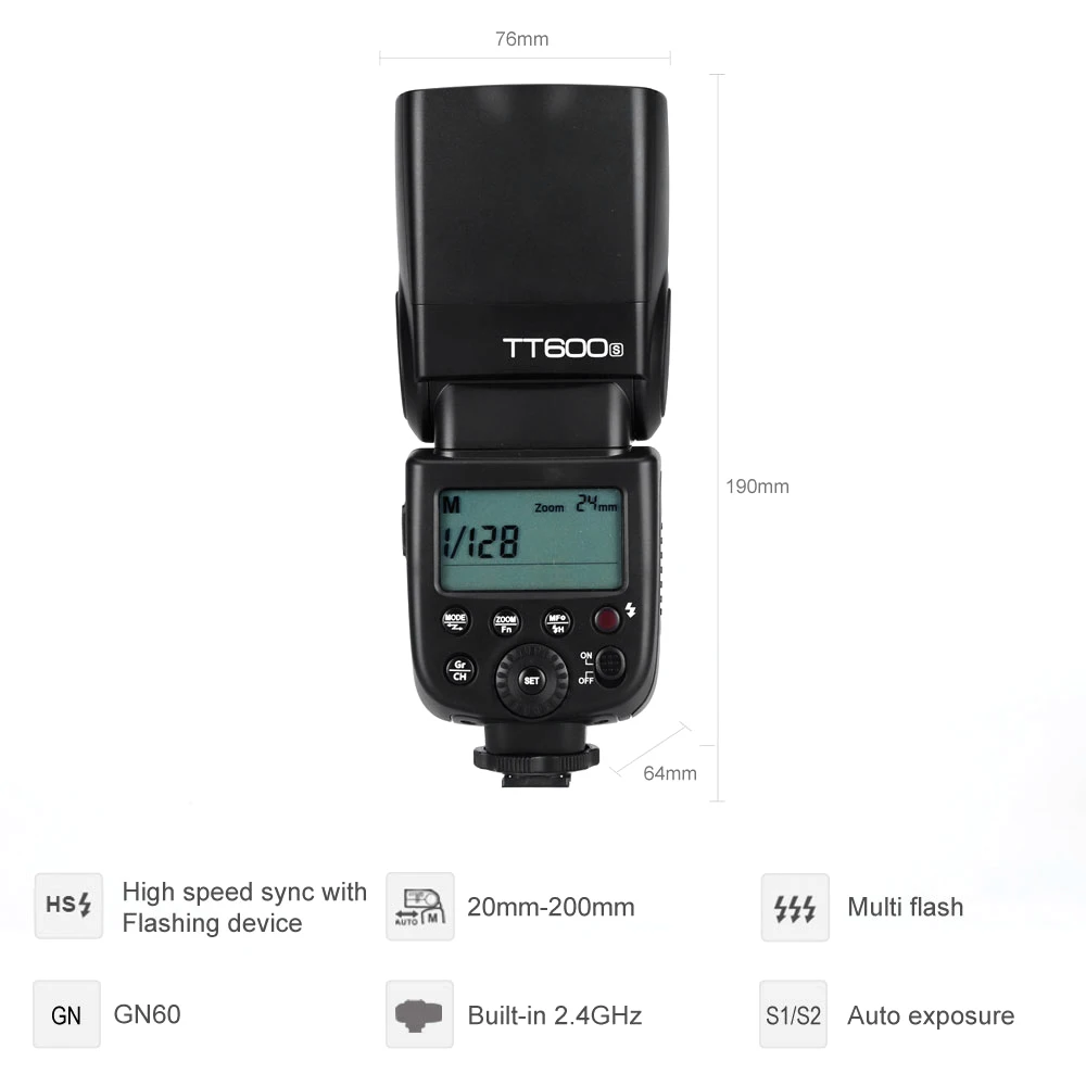 Godox  TT600S GN60 2.4G Wireless X System Camera Flashgun Speedlite for Sony MI Hot Shoe Camera  a7II a7 a7r a7s A6000 A6300 A7M 3