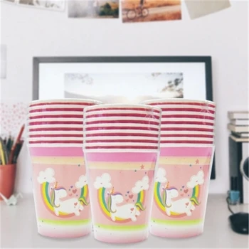 

40pcs Rainbow Sweet Unicorn Theme Party Paper Cups Girl Pink Party Beverage Cup Wedding Valentines Day Birthday Party Paper Cups