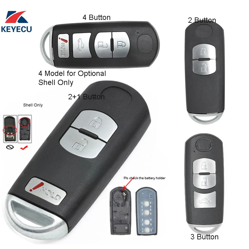 

KEYECU Replacement Remote Car Key Shell Case Fob for Mazda 3 5 6 CX-5 CX-7 CX-9 RX8 Miata MX5 (Shell Only)