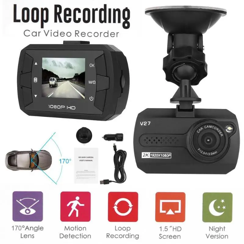 

1.5inch Car DVR FHD 1080P 170 Wide Angle Lens 12MP Dashcam Video Registrars for Cars Night Vision G-Sensor Dash Cam DVRS Hot