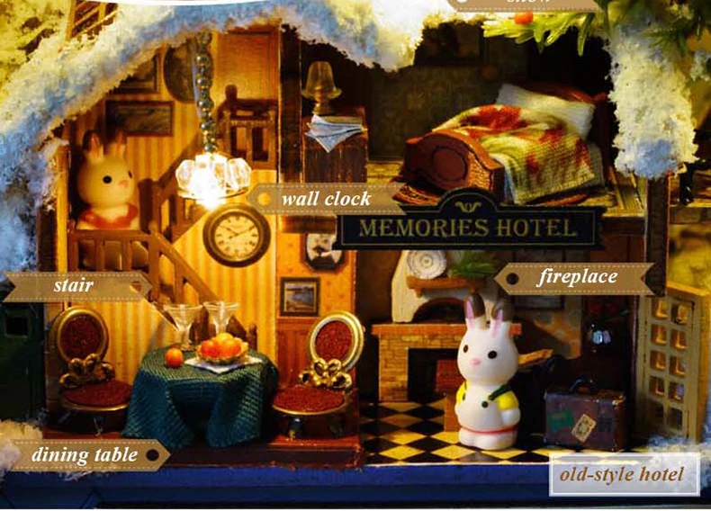 Ручной кукольный дом мебель DIY Миниатюрный Кукольный дом 3D деревянные макеты кукольного домика игрушки на Рождество и день рождения подарок V4-V6