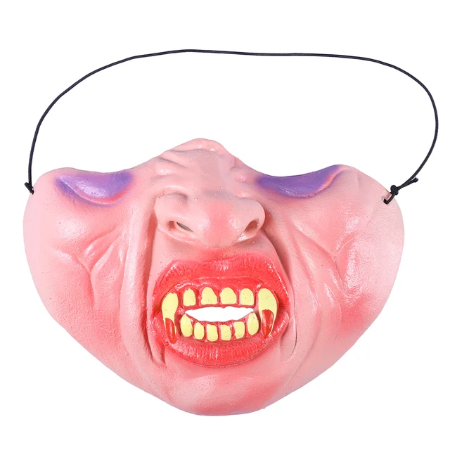 1PC Funny Half Face Vampire Cosplay Halloween Latex Mask Mouthmask Costume Accessory for Cosplay Halloween Masquerade
