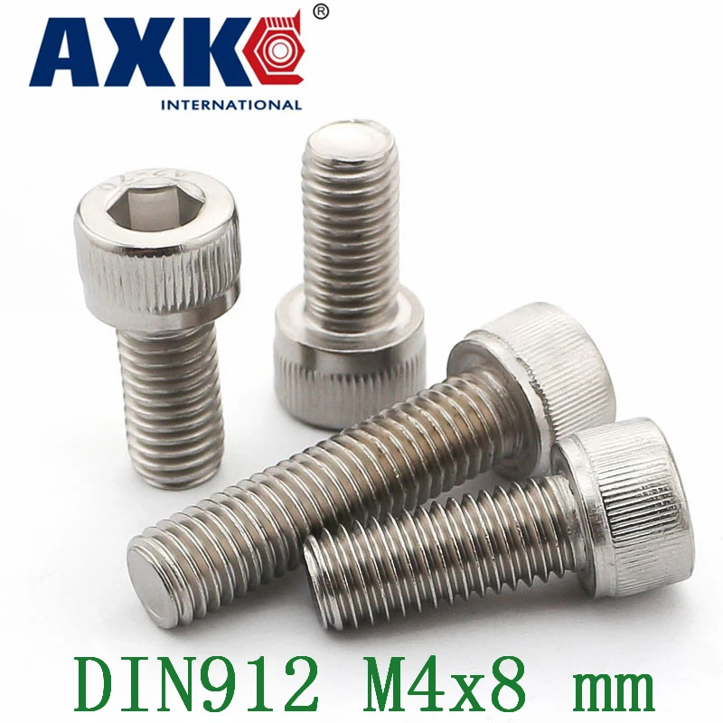 Free Shipping M4*8 Mm 100pcs/lot Metric Thread Din912 M4x8 Mm 304