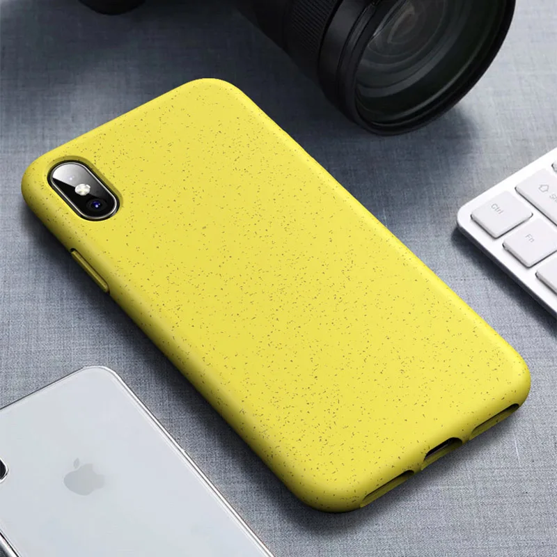 N1986N для iPhone 6 6s 7 8 Plus X XR XS Max чехол для телефона экологичный пшеничный соломенный силиконовый чехол для телефона ярких цветов для iPhone 11 - Цвет: Yellow