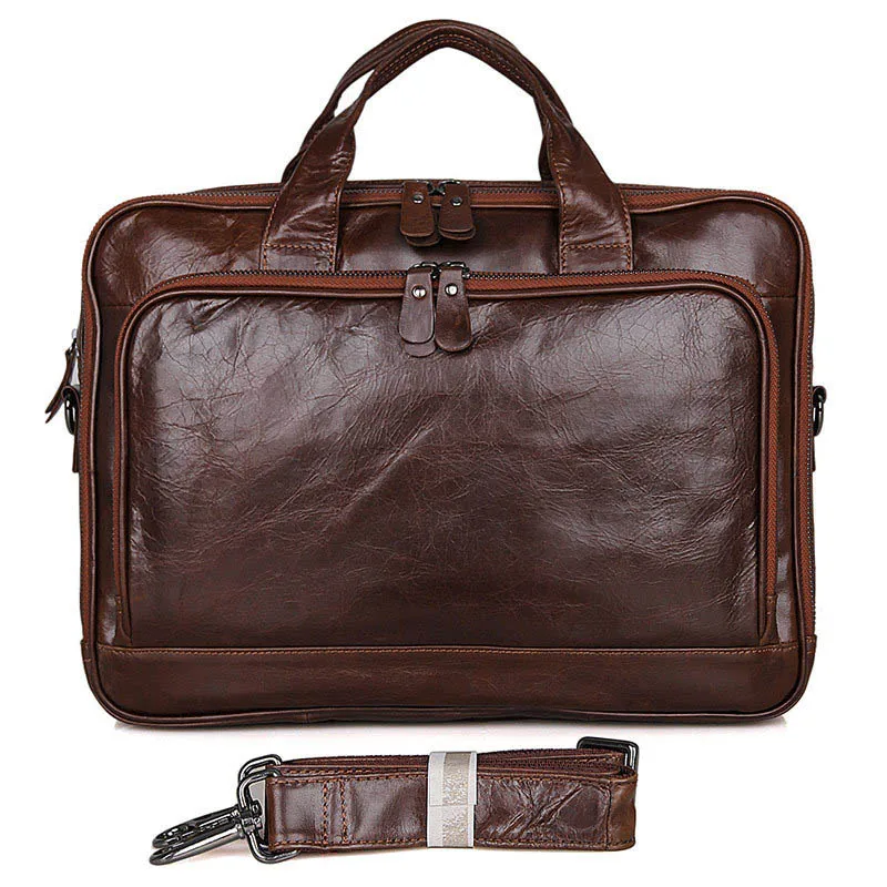 

Men's Genuine Leather Retro Design Business Briefcase Notebook Fashion Briefcase Computer File Case Handbag Messenger Bag