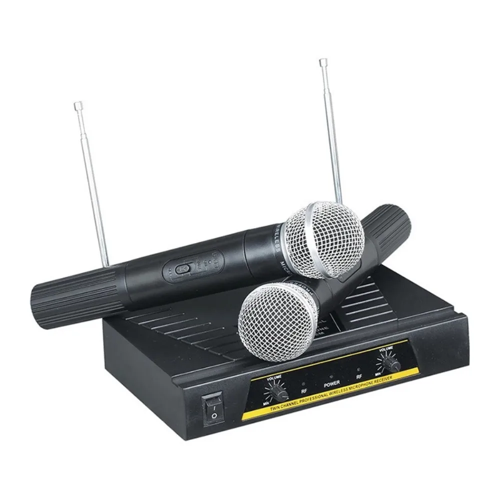 

Karaoke Microphone Wireless Dual MIC Cardioid with Amplifier for DVD VCD Laptop Speaker Conference Computer Microphone Handheld
