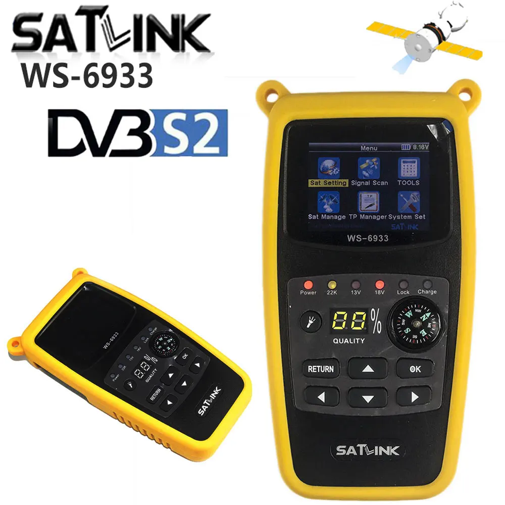 Satlink WS-6933 цифровой спутниковый искатель спутниковый измеритель DVB-S2 Satfinder 2,1 дюймов ЖК-дисплей FTA C& KU WS 6933 WS6933 DVB S2