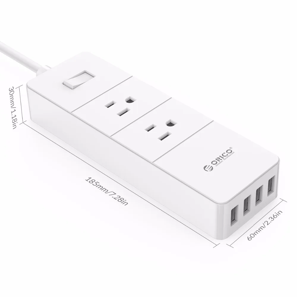 ORICO силовая лента 4 USB разъем для защиты от перенапряжения для смартфона интеллектуальная плата распознавания с AC* 2Max 1250 Вт