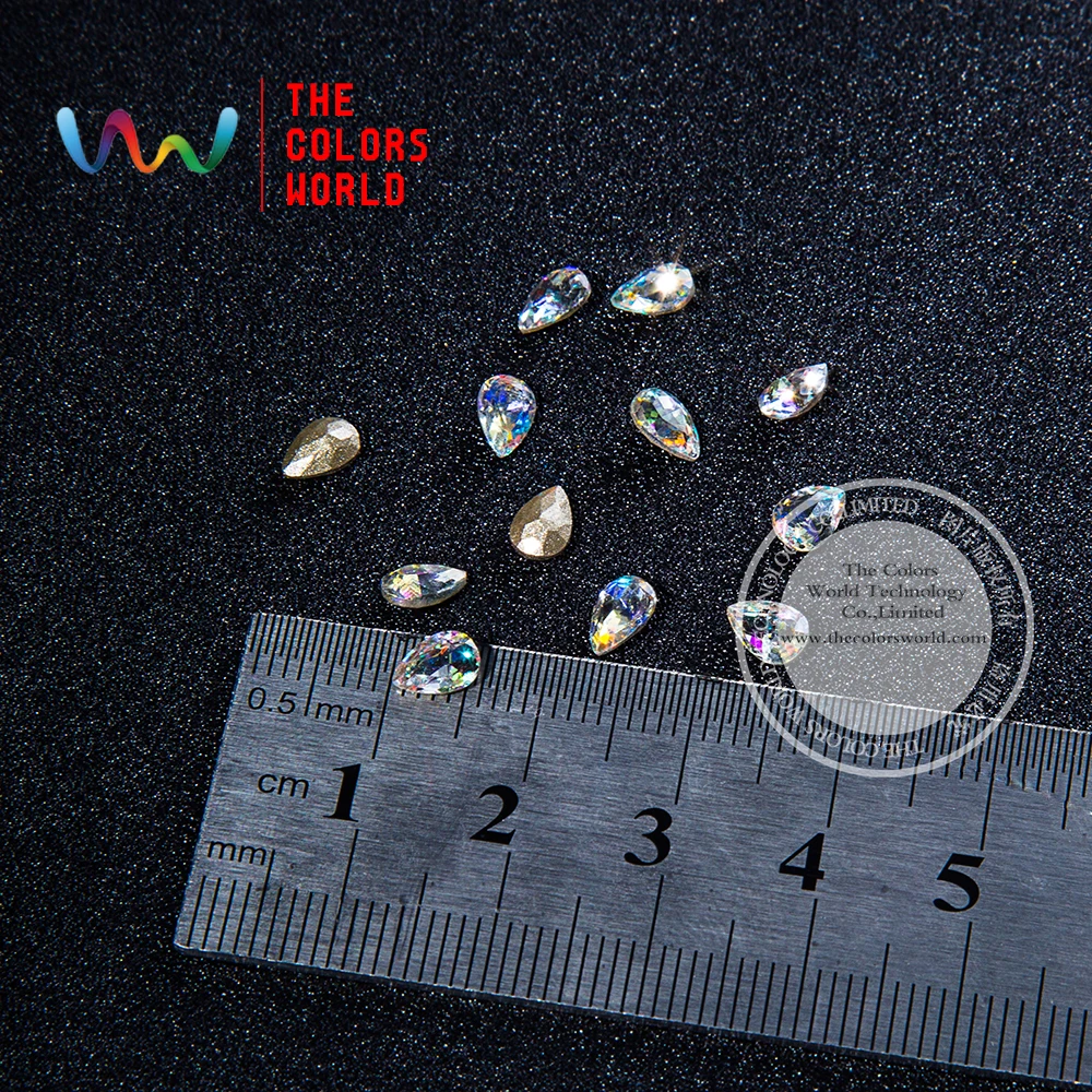 

TCSZ004 3D 4*6MM Drop Shape Clear Glitter Shinny Crystal Diamond for Nail Art Rhinestones Decorations DIY