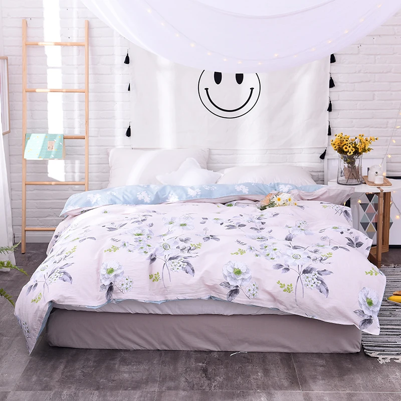 

White Elegant Ink Printing 1pcs Home Textile Single Duvet Cover No Filling Cotton Solid Sanding Bed Comforter Cover 160x210 Size