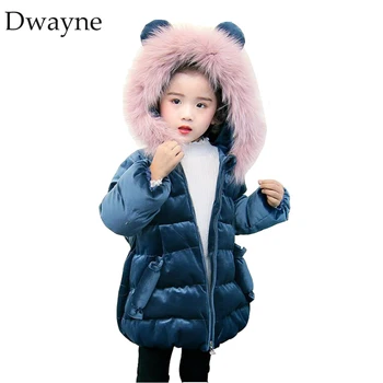

2018 Winter Jackets For Girls Kids Coats Hooded Rabbit ear Warm Jackets Children Parkas Girl Clothing Down Jackets 3 4 6 8 Years
