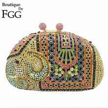 Бутик De FGG Мульти Кристалл для женщин слон вечерняя сумочка металлический Minaudiere сумочка свадебный клатч Свадебная вечеринка алмаз сумка