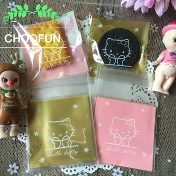 

100pcs 2 Color Lovely cat OPP Birthday Wedding Decoration Gift Candy Packaging Bags Cookie Baking package Plastic bags BZ016