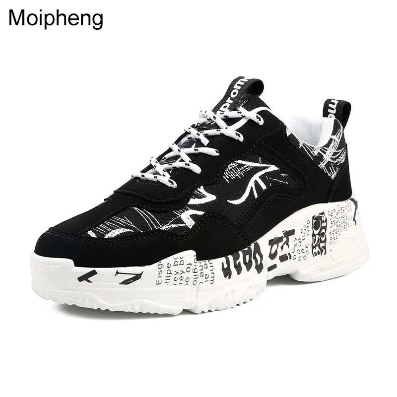 Baratos Moipheng 2019 verano Mujer Casual moda Zapatillas Graffiti Flats señoras vulcanizadas Zapatos otoño blanco zapatillas Mujer