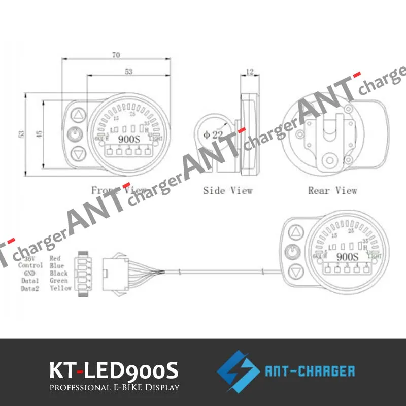 Электрический велосипед 24 В/36 В/48 В KT LED 900S светодиодный дисплей интеллектуальный