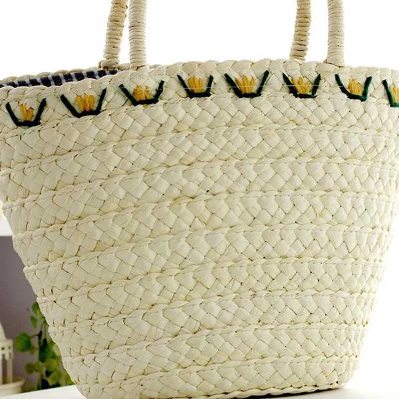2019 venta al por mayor Durable hecho a mano lindo Bolsas de paja bolsos de lazo bolsa de deportes al aire libre Camping playa río Trekking bolsas