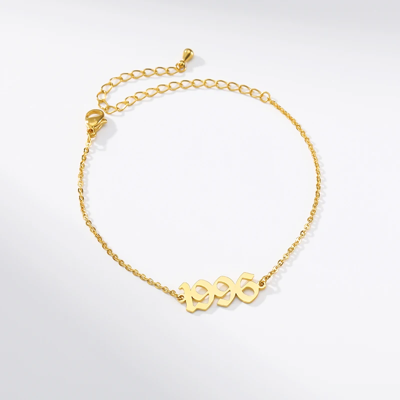 

Stainless Steel Personalized Old English Number Numerals Bracelet Handmade Custom Name Letter Bracelets Women Fashion Jewelry