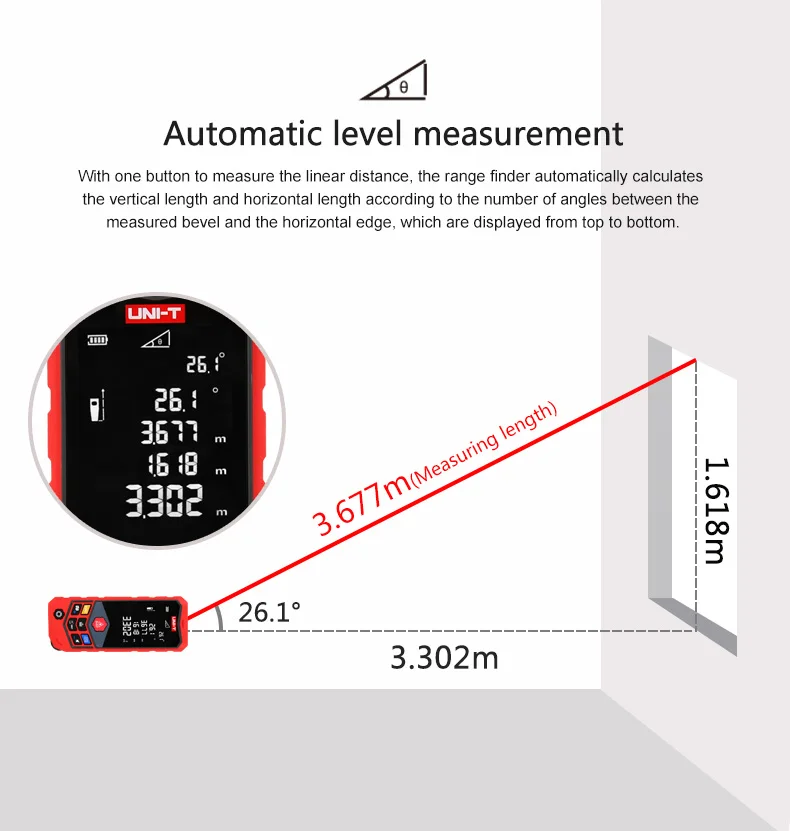 UNI-T LM50D LM100D ручной лазерный дальномер 50 м 100 м Trena лазерный дальномер измерительная лента цифровой аккумулятор