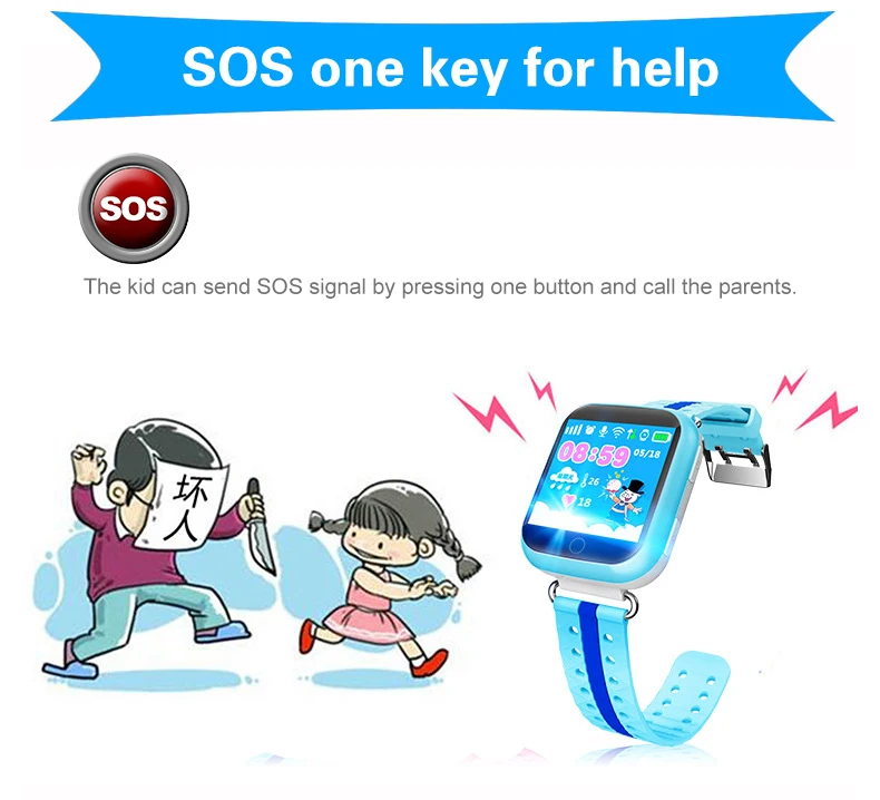 Baby Multi-function GPS Tracker Watch Anti-Disturb in Class With Wifi 1.54 inch Touch Screen Q100 Real-time Tracker for with Box tracking device
